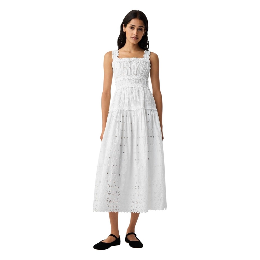 White Eyelet Midi Dress -
